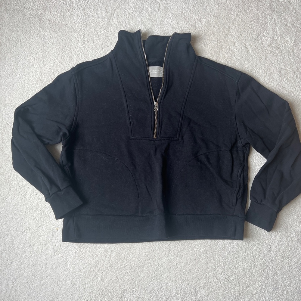Everlane The Track Black Half-Zip Sweatshirt Hoodie